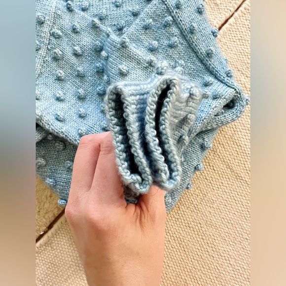 Misha & Puff Faded Blue Denim Lake Popcorn Sweater Pullover Mock Neck Wool 5T - Picture 8 of 8